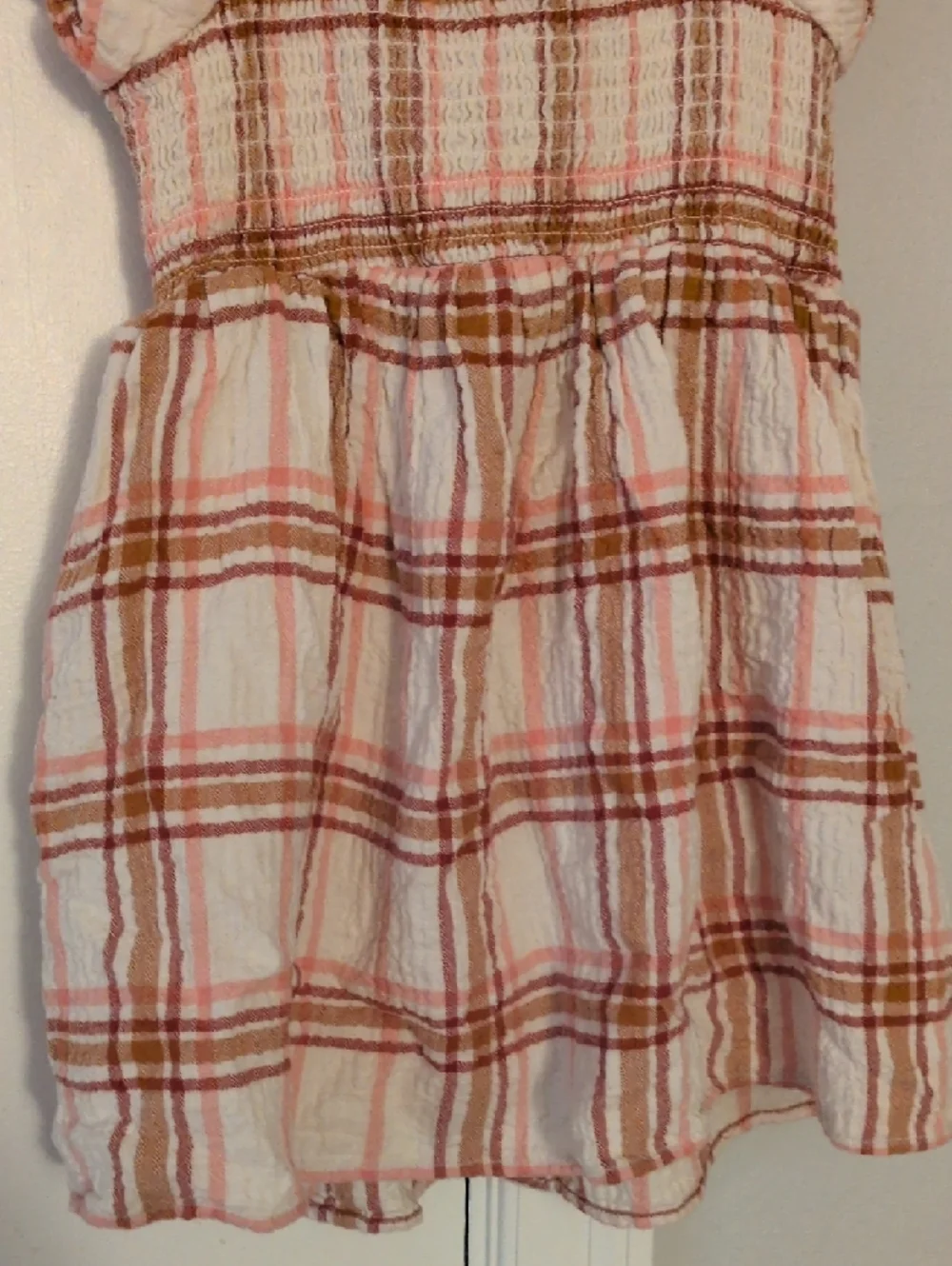 Cat &‎ Jack Pink and Tan Plaid Button-Front Sundress